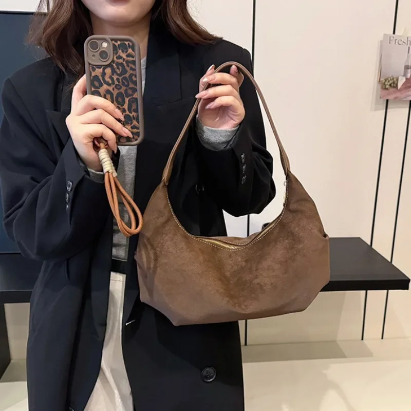 

MBTI Elegant Womens Shoulder Bag Korean Fashion Solid Color Casual Hobos Bag All-match Luxury Exquisite Ladies New in Handbag