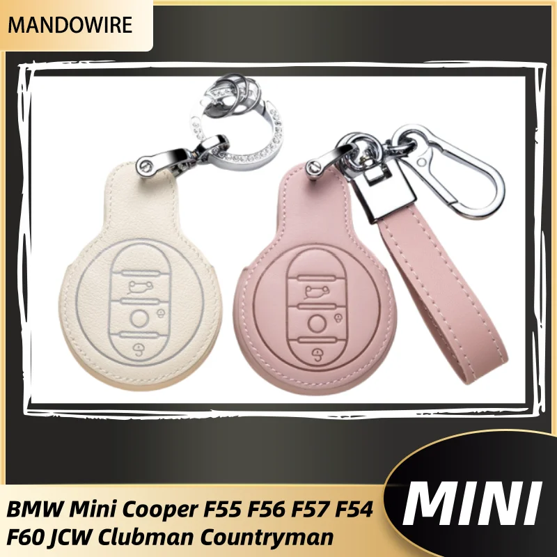 

Oli Leather Key Fob Cover with Keychain Lanyard for BMW MINI COOPER S ONE JCW F54 F55 F56 F57 F60 CLUBMAN COUNTRYMAN