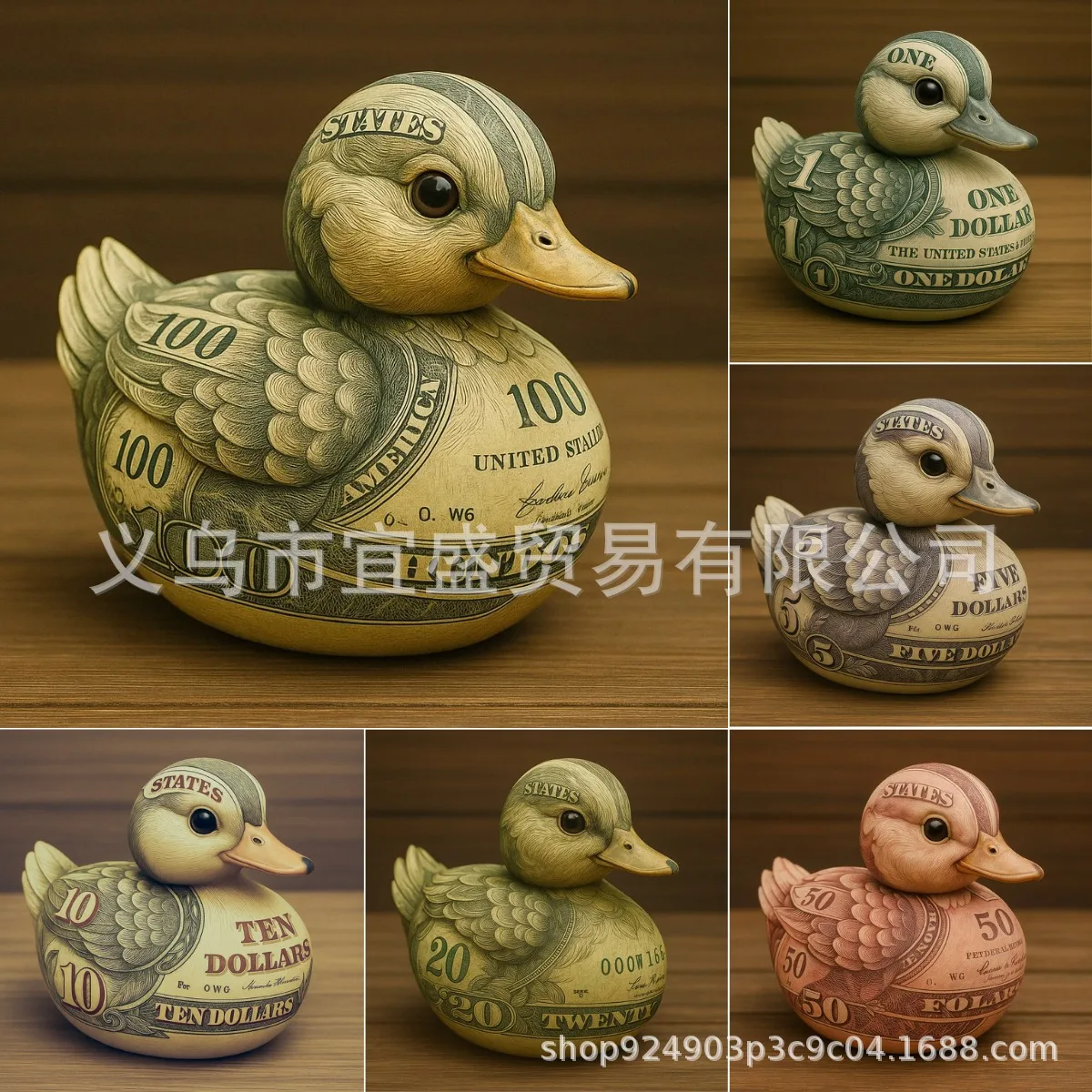 

Dollar Duck Resin Figurine - Cute Currency Design Home Decor, Money-themed Duck Ornament, Unique Gift Idea