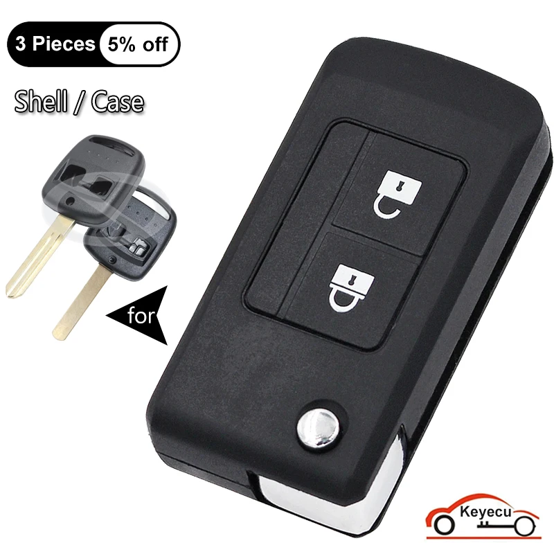 

KEYECU 2 Buttons Case for Subaru Forester Legacy Impreza Outback 2000-2002 Modified Flip Remote Key Shell Fob DA34 DAT17 Blade