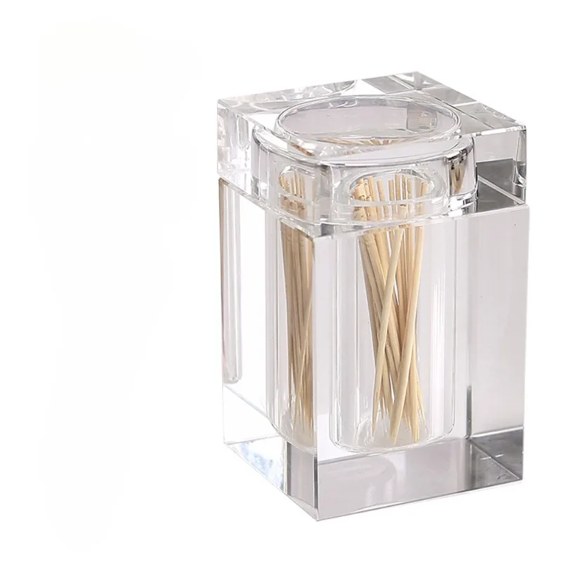 Creative Exquisite Crystal Glass Toothpick Box Transparent Toothtip Holder Simple Household Cotton Swab Box Storage Container