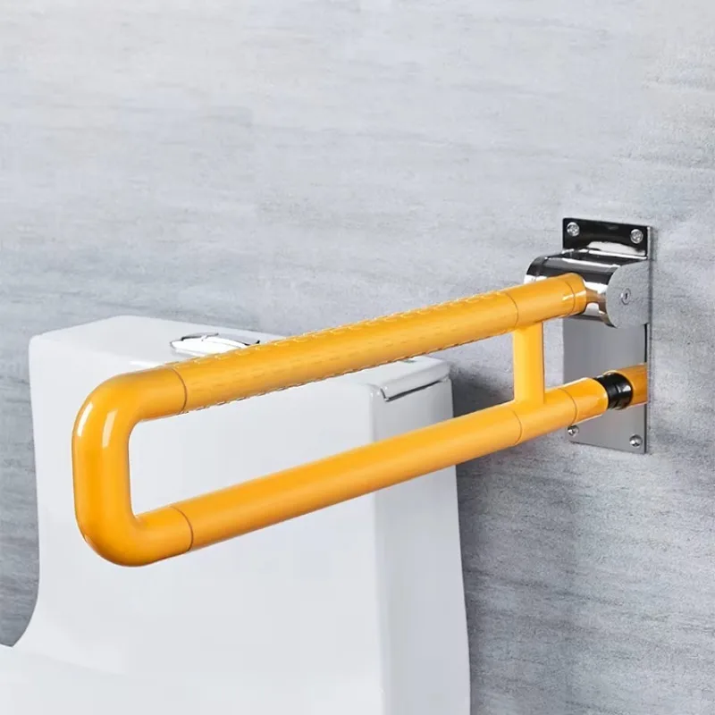 Anti-Slip ABS Plastic U-Shaped Toilet Handrail Flip-Up Safety Folding Grab Bar for Home Hospital Disabled Handicap Users
