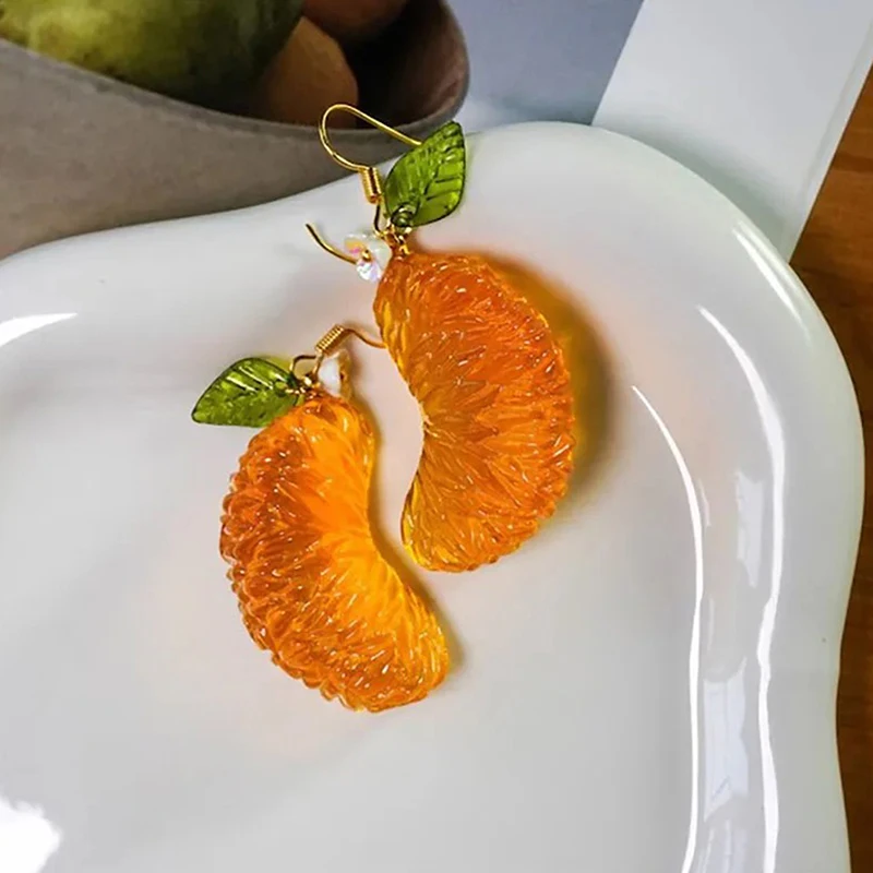 1Pair Fashion Cute Imitation Orange Earrings Creative Funny Fruit Studs Earring For Girls Summer All-match Ear Jewelry Gift