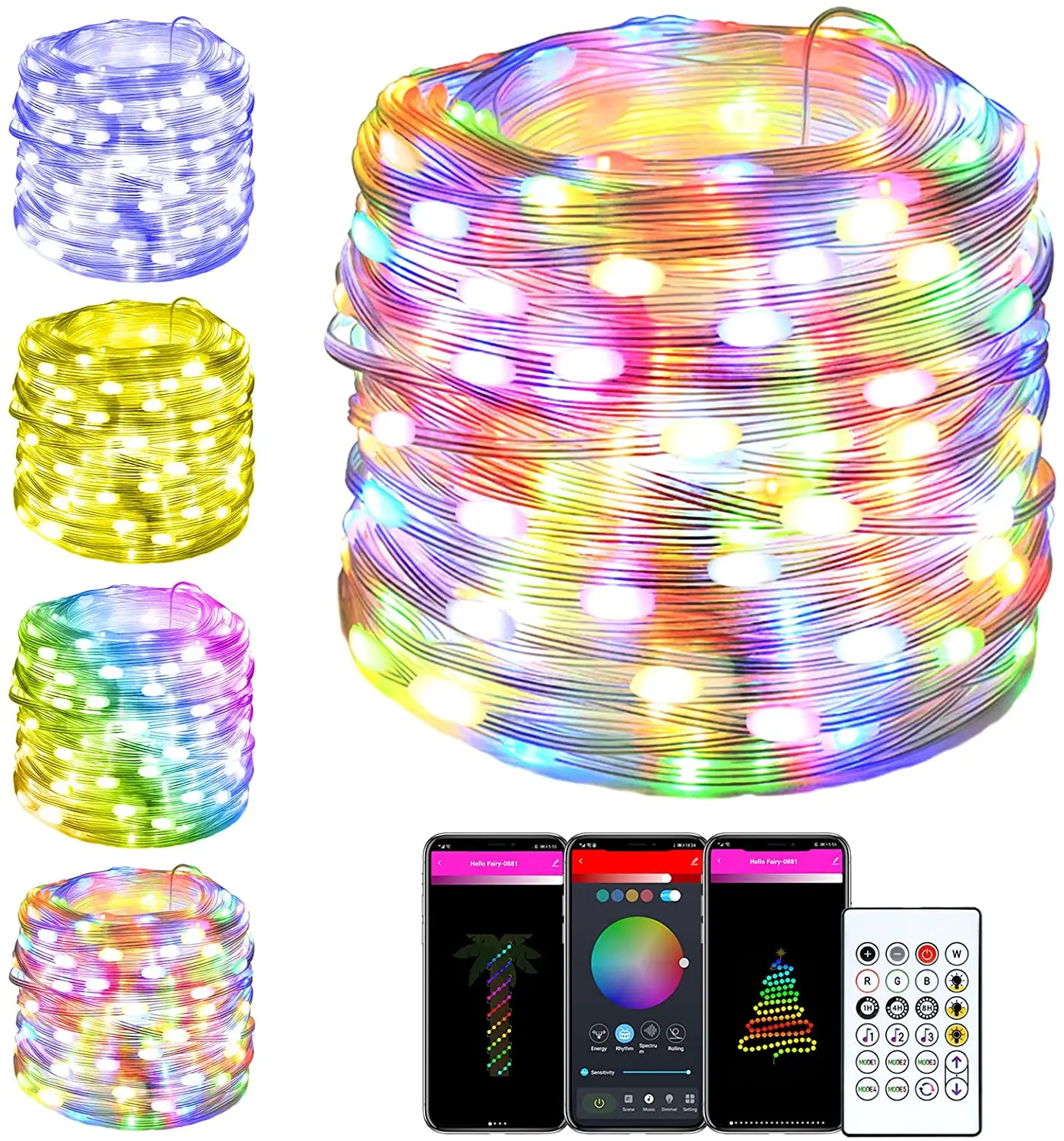 

Smart Holiday Fairy String Lights with Remote/APP Control RGB Twinkle Light for Bedroom Christmas Tree Indoor Outdoor Decor