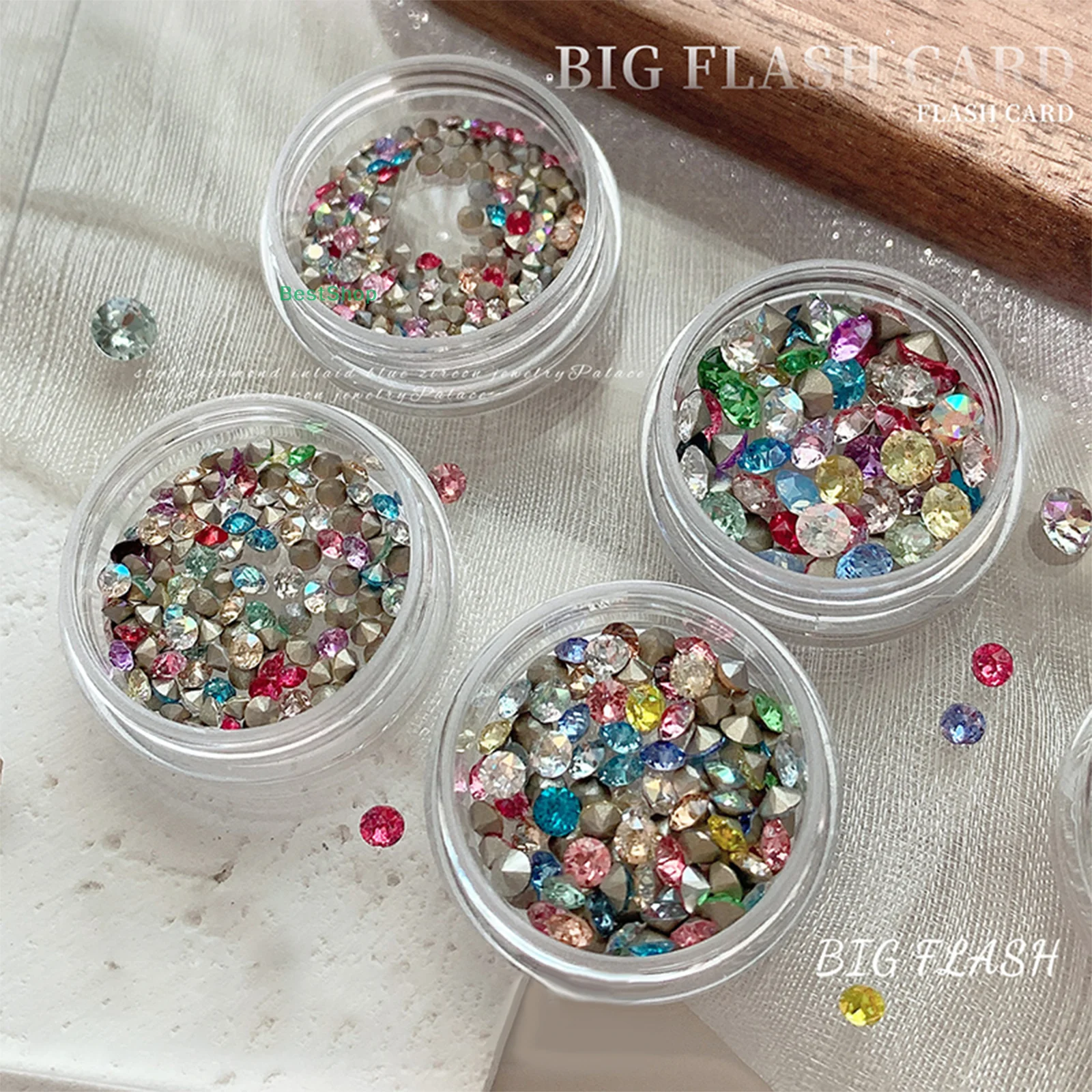 50/100 SZT. Błyszczące Kryształki do Zdobienia Paznokci Kolorowe Cyrkonie 3D z Ostrą Podstawą Ozdoby do Paznokci Kamienie Szlachetne do Dekoracji DIY