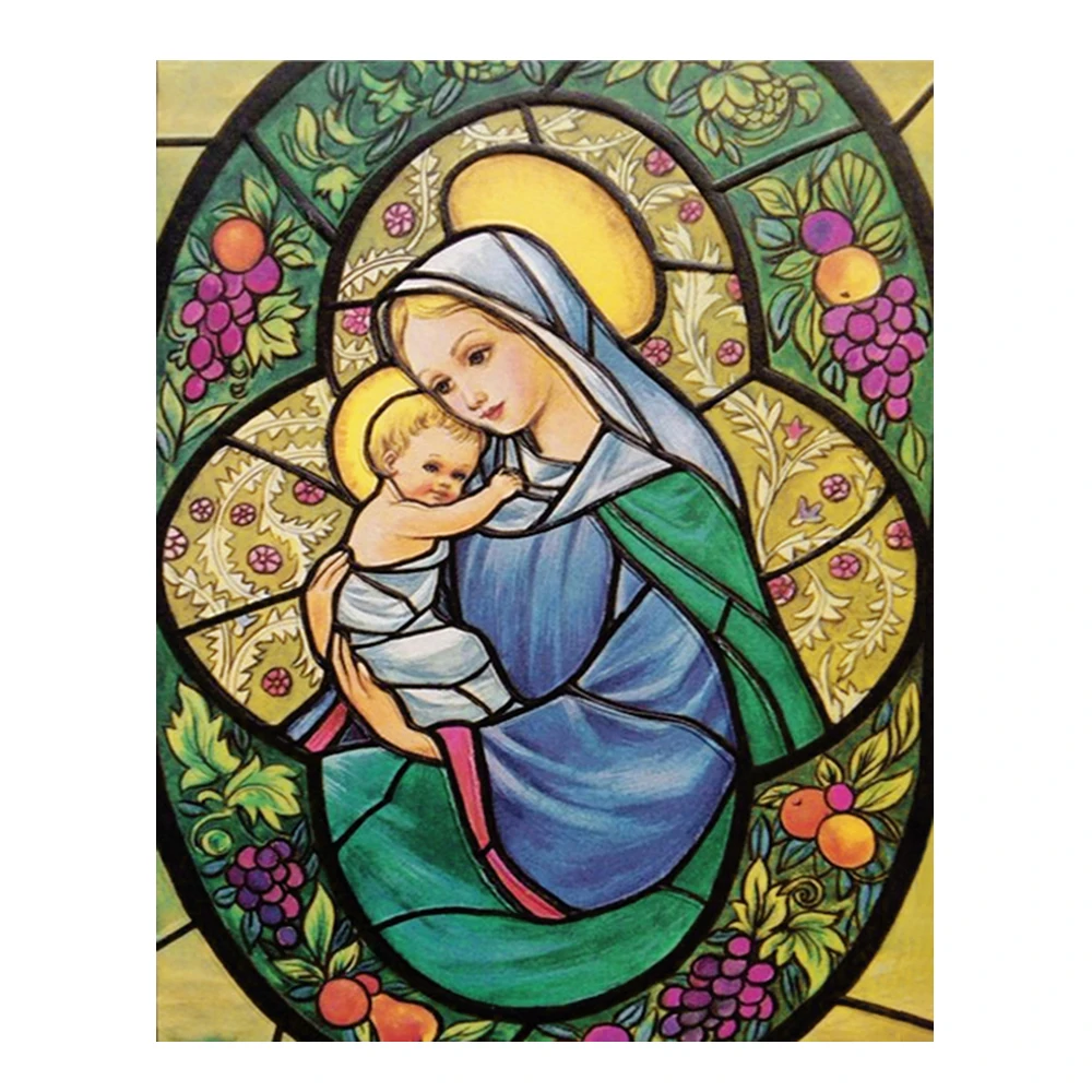 5D Diamond Painting Religious Madonna Jesus Diamond Embroidery Mosaic DIY Full Round Cross Stitch Rhineons Home Decor Promotion