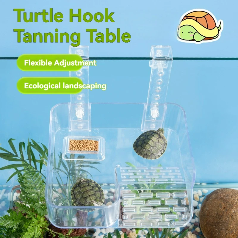 Turtle sunbathing platform acrylic deep-water basking and climbing platform wall-mounted, suction cup transparent decorative cli