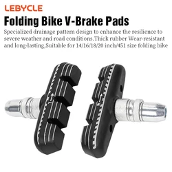 LEBYCLE 55mm Folding Bike Brake Pad Bike V Brake Shoes Pads Wear-Resistant Rubber Shoes Folding Bike 14 16 18 20 Inch Rim