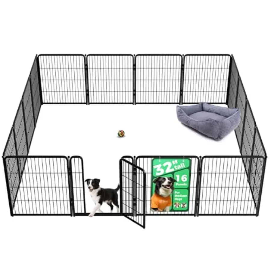 

Homeplus Unleashed Indoor Dog Playpen - Stress-Free and Safe Play Heavy Duty 32 Inch 16 Panels Dog Pen for Small and Medium Dog