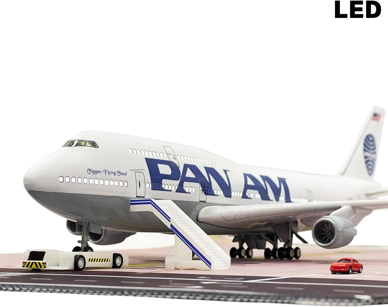 1/150 Scale 47cm Airplane 747 B747 Aircraft PAN AM Airline Model W Light and Wheel Diecast Resin Plane For Collection