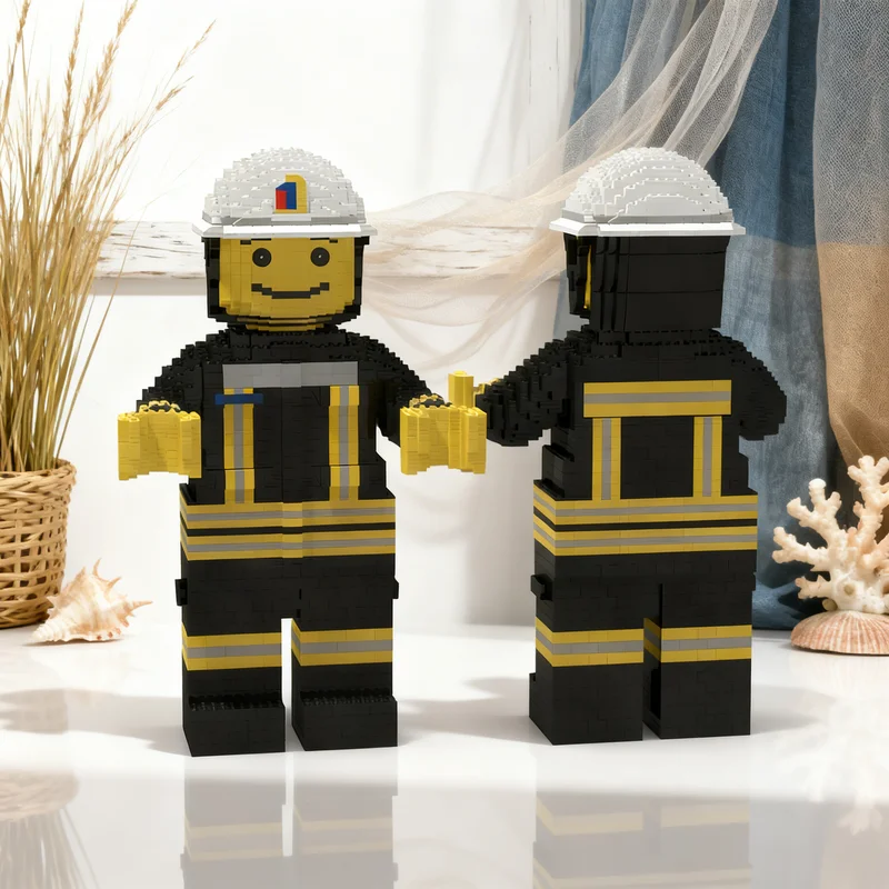 3114pcs MOC Maxifigure German Firefighter Deutsche Sculptures Model Building Blocks Toy Gift Creative Display Collectible Desk