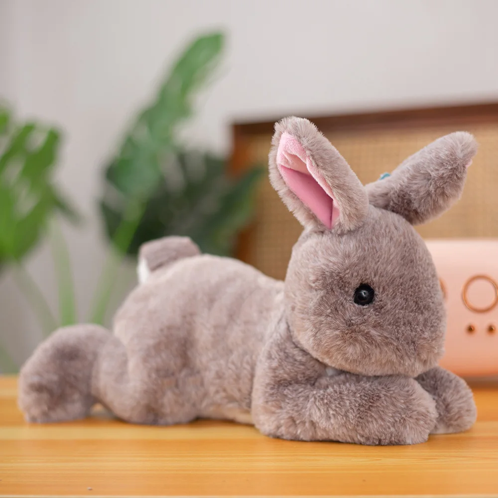 30-50cm Realistic Furry Rabbit Plush Toy Lifelike Animal Bunny Cute Baby Doll Simulation Model Birthday Gift Kawaii Room Decor