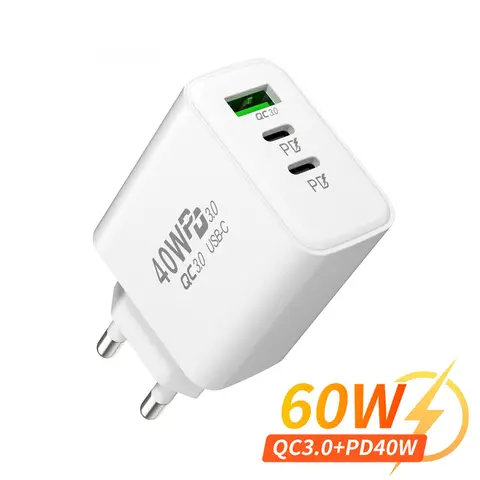PD 60W hızlı USB şarj şarj cihazı 3 port ab/abd tak duvar şarj adaptörü iPhone 14 13 Xiaomi Huawei Samsung USB C telefon şarj cihazı