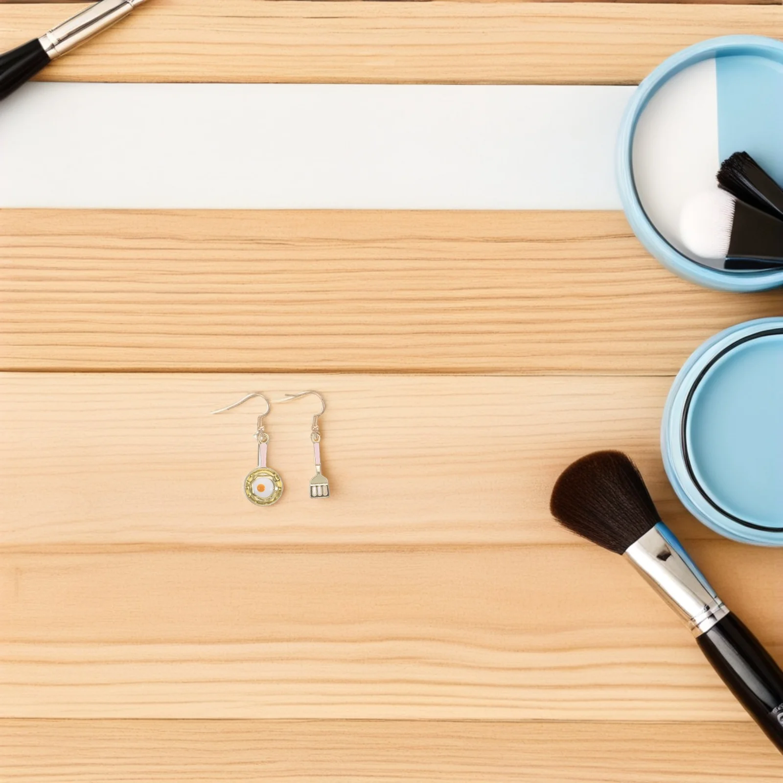 

1 Pair Creative Earrings Kawaii Frying Pan With Egg Spatula Dangle Kitchen Jewelry Asymmetric Food Charms For Women Baking