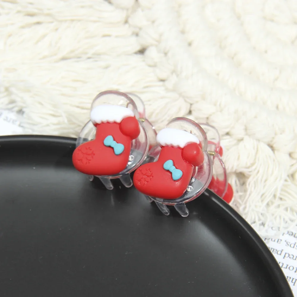 1 Pair Xmas Heart Small Claw for Girls Headdress Mini Hair Clips Cute Christmas Snowman Bangs Hairpin Fashion Hair Accessories