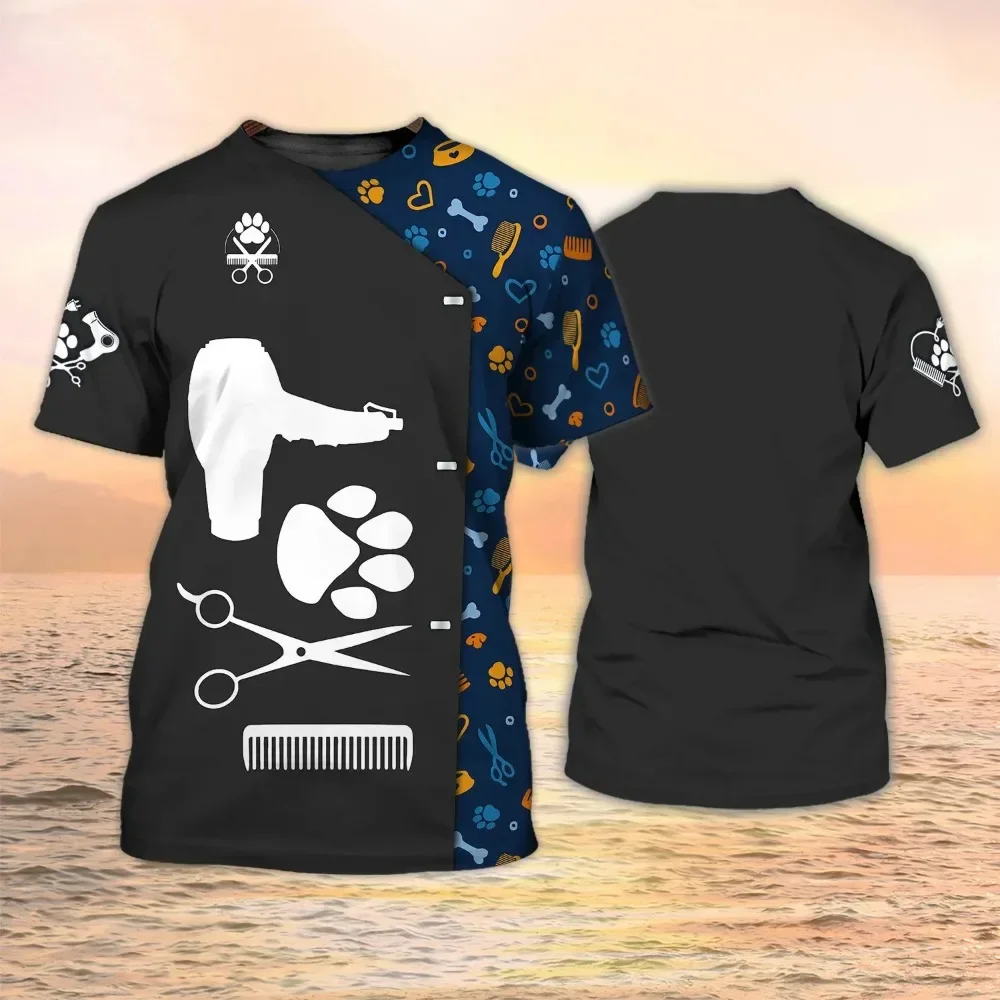 Pet Groomer Printed T-shirt Dog & Cat Grooming Unisex Summer Casual Fashion O-Neck T shirts Oversized 6XL Mens Designer Clothes