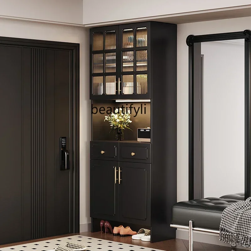 Q181  American retro heightened shoe cabinet storage cabinet integrated against the wall into the foyer porch storage cabinet