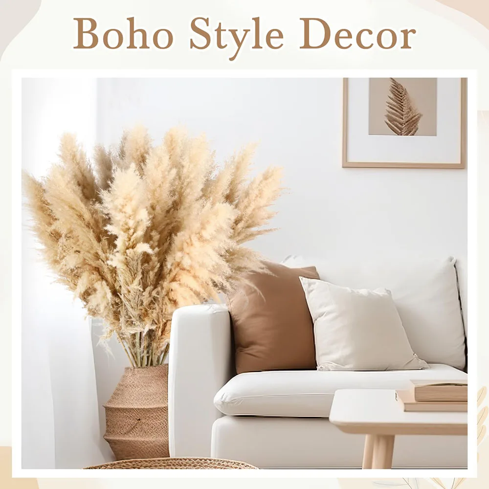 Natural Dried Real Pampas Grass Large Fluffy Tall Stems 10/30pcs for Floor Vase Living Room Bedroom Home Decor Wedding Centerpiece Bridal Bouquet Boho Rustic Farmhouse Fall Thanksgiving Decor Plumas De Pampas - view 3