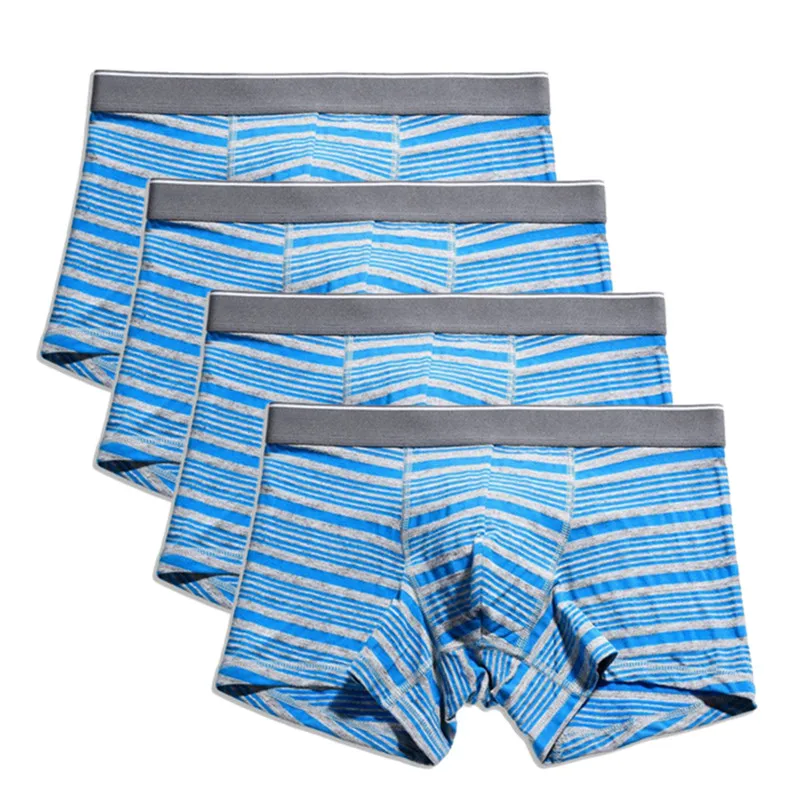 4 Pack/Lot Big Size Stripe Colors Shorts Men Boxers Briefs Homme Panties Underpants Undies Knickers U Convex Underwear Lingerie