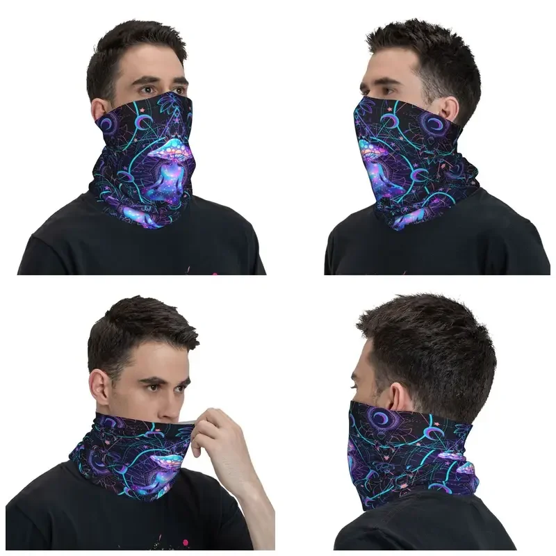 Lenço de rosto psicodélico unisex impresso, bandana de cogumelos mágicos, capa do pescoço adulto, balaclavas laváveis, ciclismo quente, caminhadas, homens, mulheres