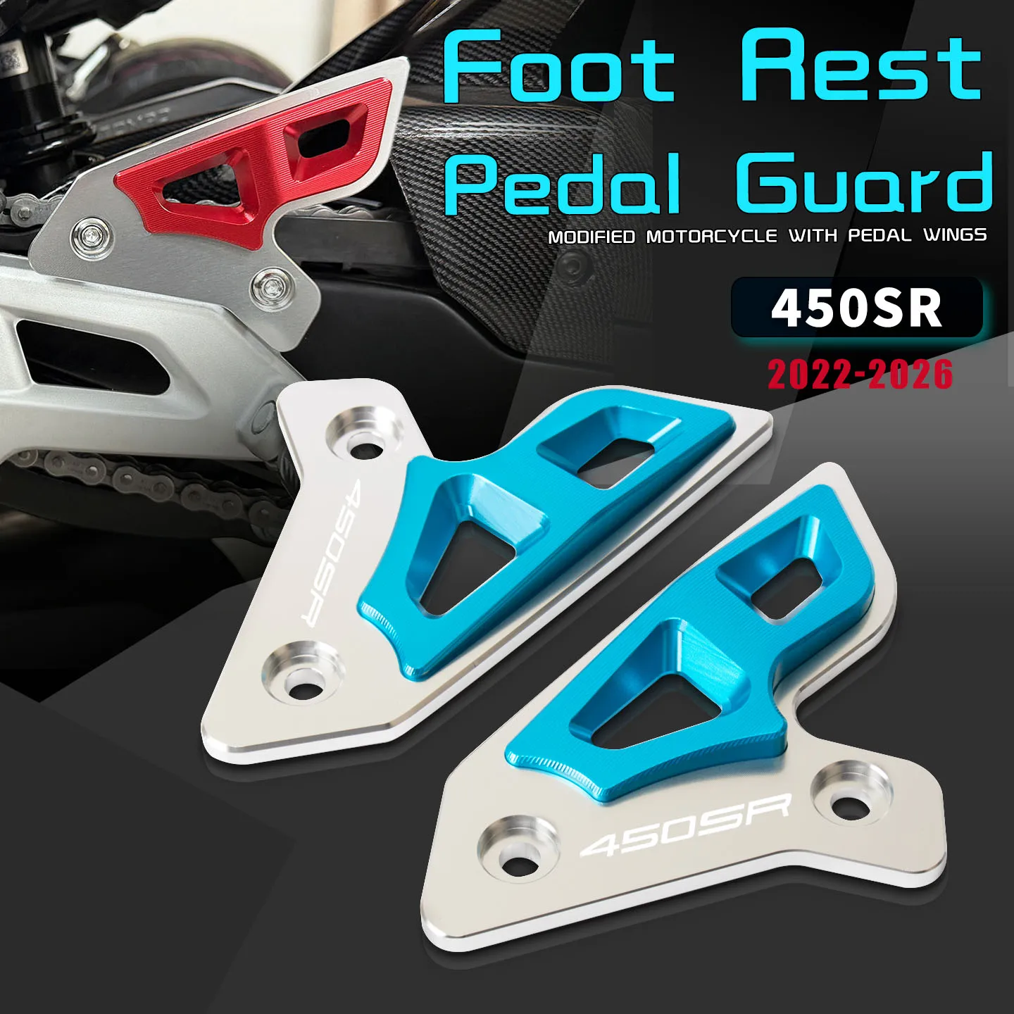 

For 450SR 450 SR 450sr 2022-2026 Motorcycle Accessories CNC Footpegs Foot Pedal Rear Set Heel Guard Plate Footrest Protector