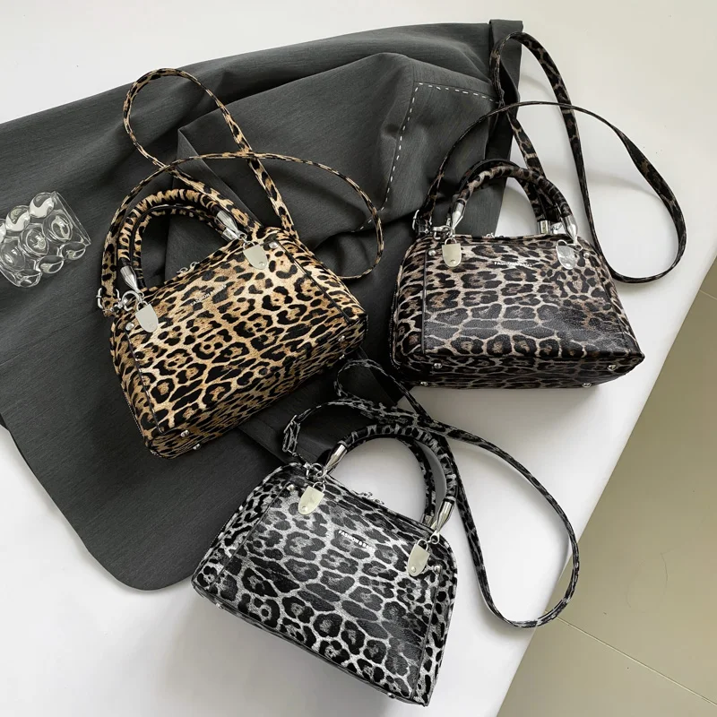 Brand Classic Handbag Shell Bag For Women Vintage Leopard Pu Leather Crossbody Shoulder Bag Female Day Clutch Small Phone Bag