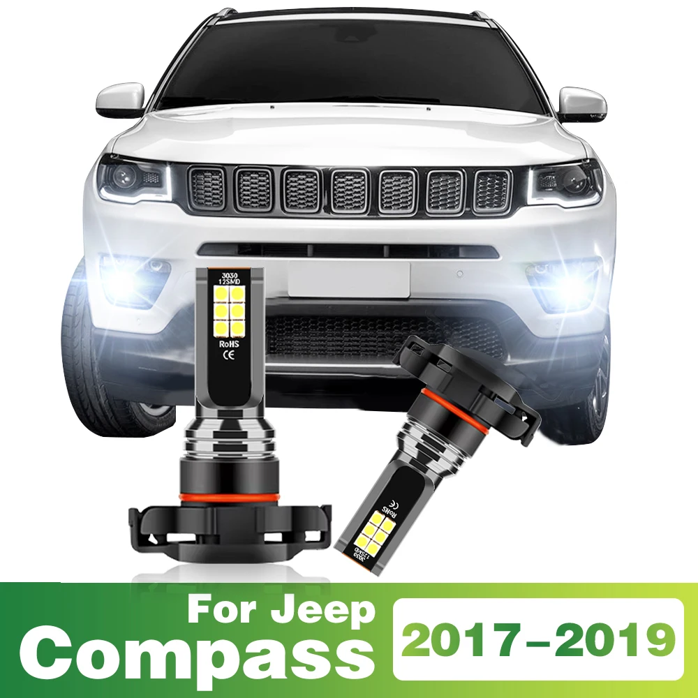 

2Pcs LED Car Fog Lights Bulb Automobiles Front Fog Lamp 5202 5201 PS24W Auto 12V 6000K 3030SMD For Jeep Compass 2017 2018 2019