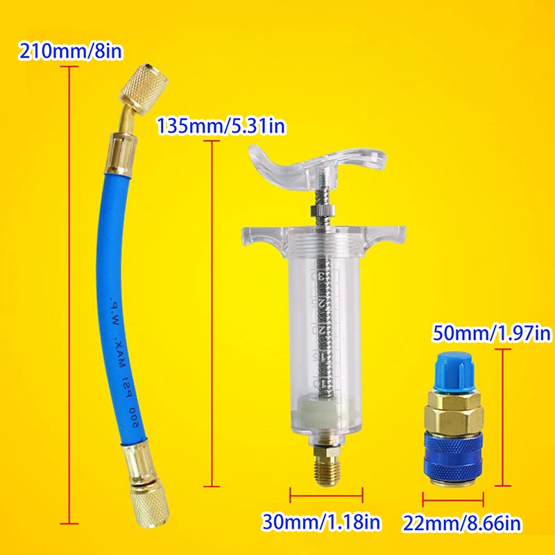 سيارة أ/ج النفط/صبغ حاقن 30 مللي 1 أوقية مع الجانب المنخفض مقرنة سريعة محول 1/4 تكييف الهواء السيارات مزيتة النفط المبرد ملء الأنابيب