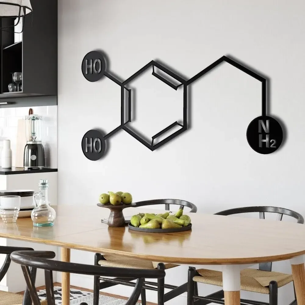 Modern Science Metal Wall Art Dopamine Molecule Design Home Wall Decor for Living Room Office