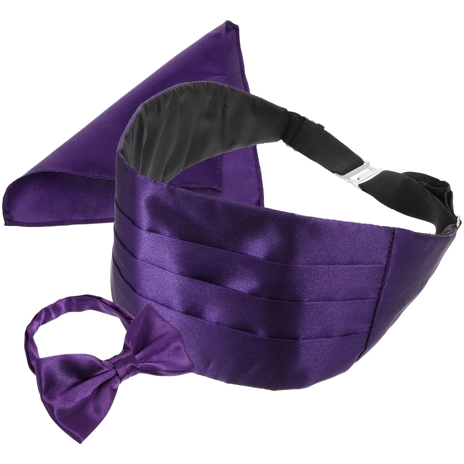 

1Set Men Fashion Bow Tie Cummerbund Handkerchief Set Delicate Satin Look Wedding Party Graduation Formal Outfit Accessory
