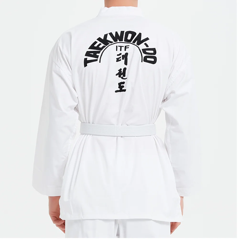 Professiona ITF Approve White Uniform Taekwondo Student Suit Kimono Martial Arts Taekwondo Clothes Long Sleeve Fitness