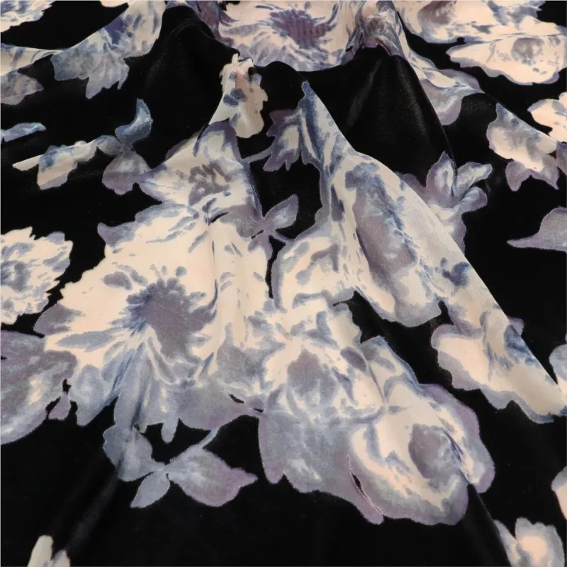 

Woven velvet brocade viscose printed mottled and burned fabric nightdress dress cheongsam
