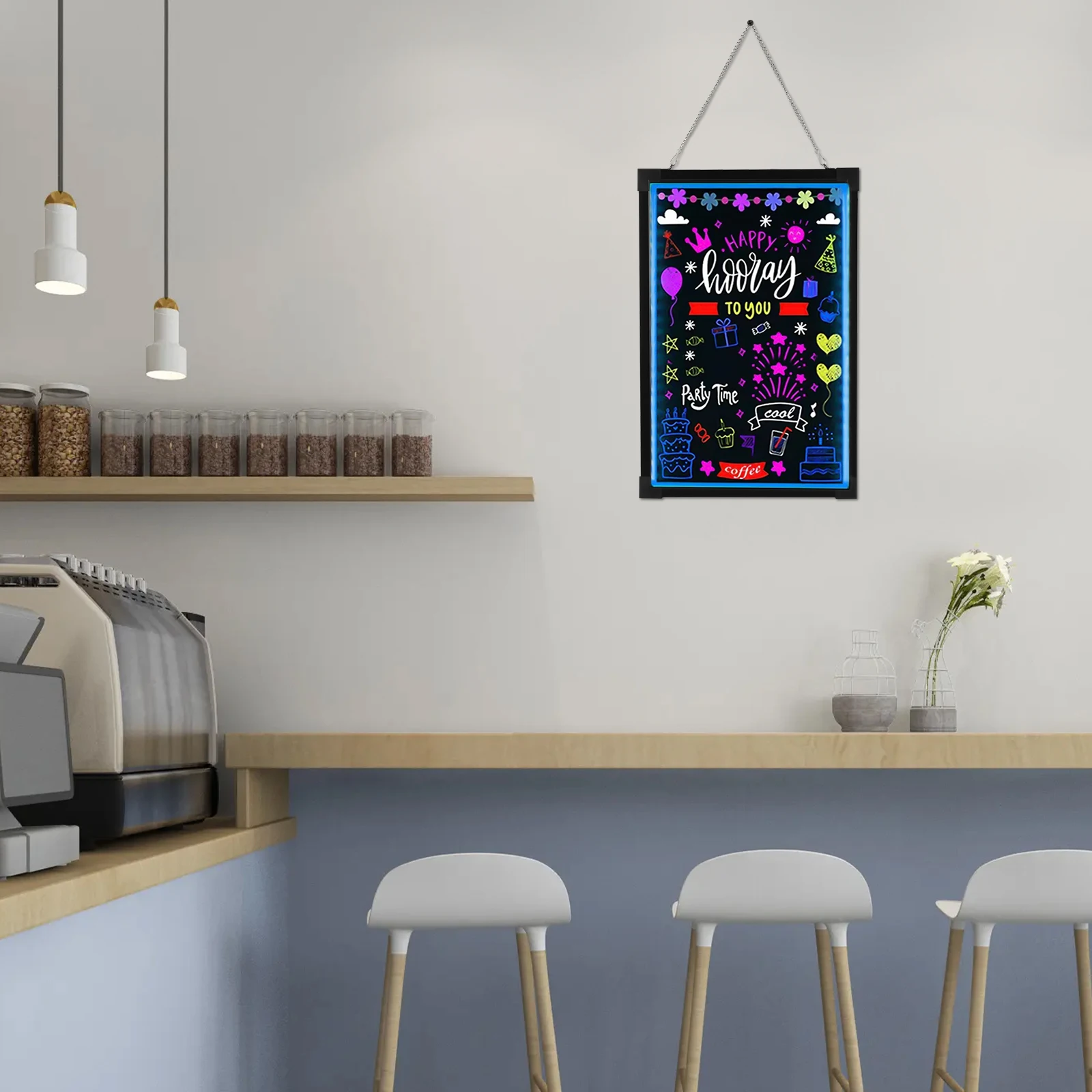 Tablero De Mensajes Led De 24*32 Pulgadas, Borrable, Con Efecto Neón, Letrero De Menú, Control Remoto — -60%, 74.54€ Coupon, from 49.69€ – 60% descuento – €49.69