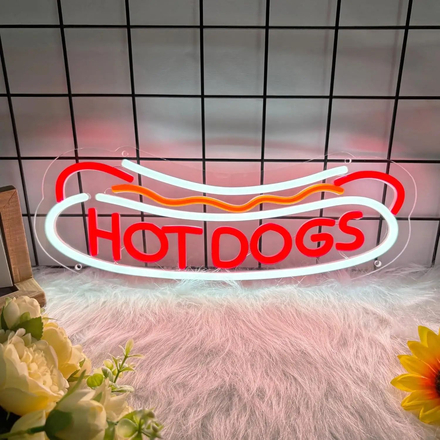 

Hotdog Neon Sign USB Powered LED Dimmable Neon Lights for Fast Food Shops Home Business Bar Pub Store Retail Shops Decoration
