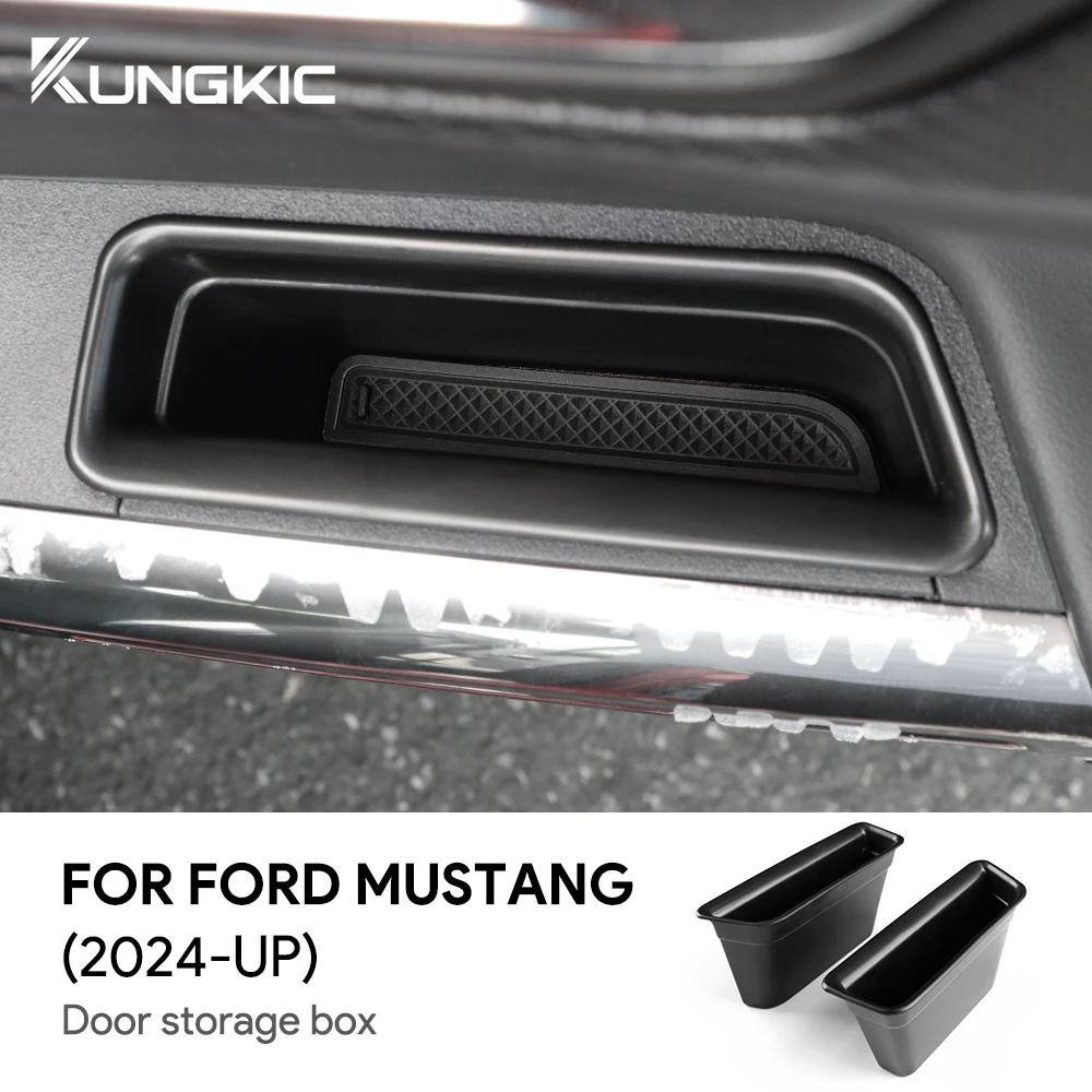 ﻿Storage Box For Ford Mustang Dark Horse EcoBoost GT S650 2024 2PCS Car Interior Inner Door Handle Organizer LHD Accessories