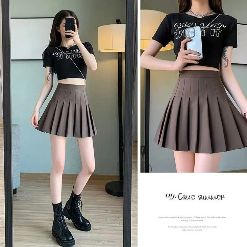 Pleated Skirt for Women's College Fresh Temperament Versatile Korean Version Solid Color Sweet Slim Fashion Short Skirt