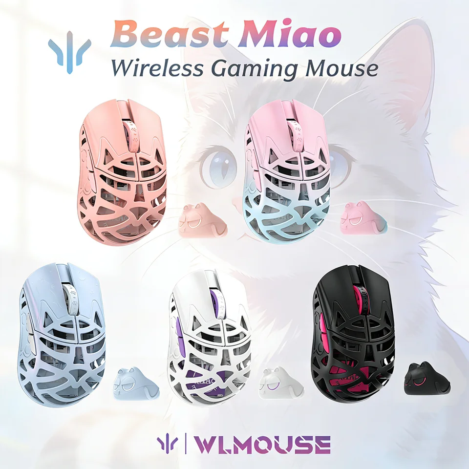 WLMOUSE Beast Miao Gaming Mouse Mewo Design RGB 8K Dongle