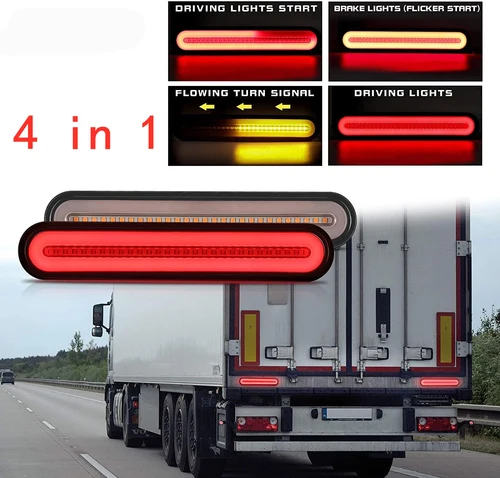 Luz LED impermeable 4 en 1 para remolque de camión y automóvil, luz trasera RV roja y amarilla, accesorios de lámpara de señal de flujo 3D, 100LED