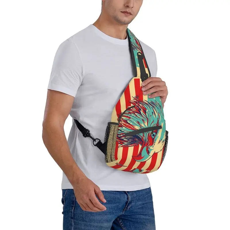 Cool USA American Flag Bald Eagle Sling Bags para viajes, senderismo, mochila cruzada en el pecho para hombres, mochila de hombro para día