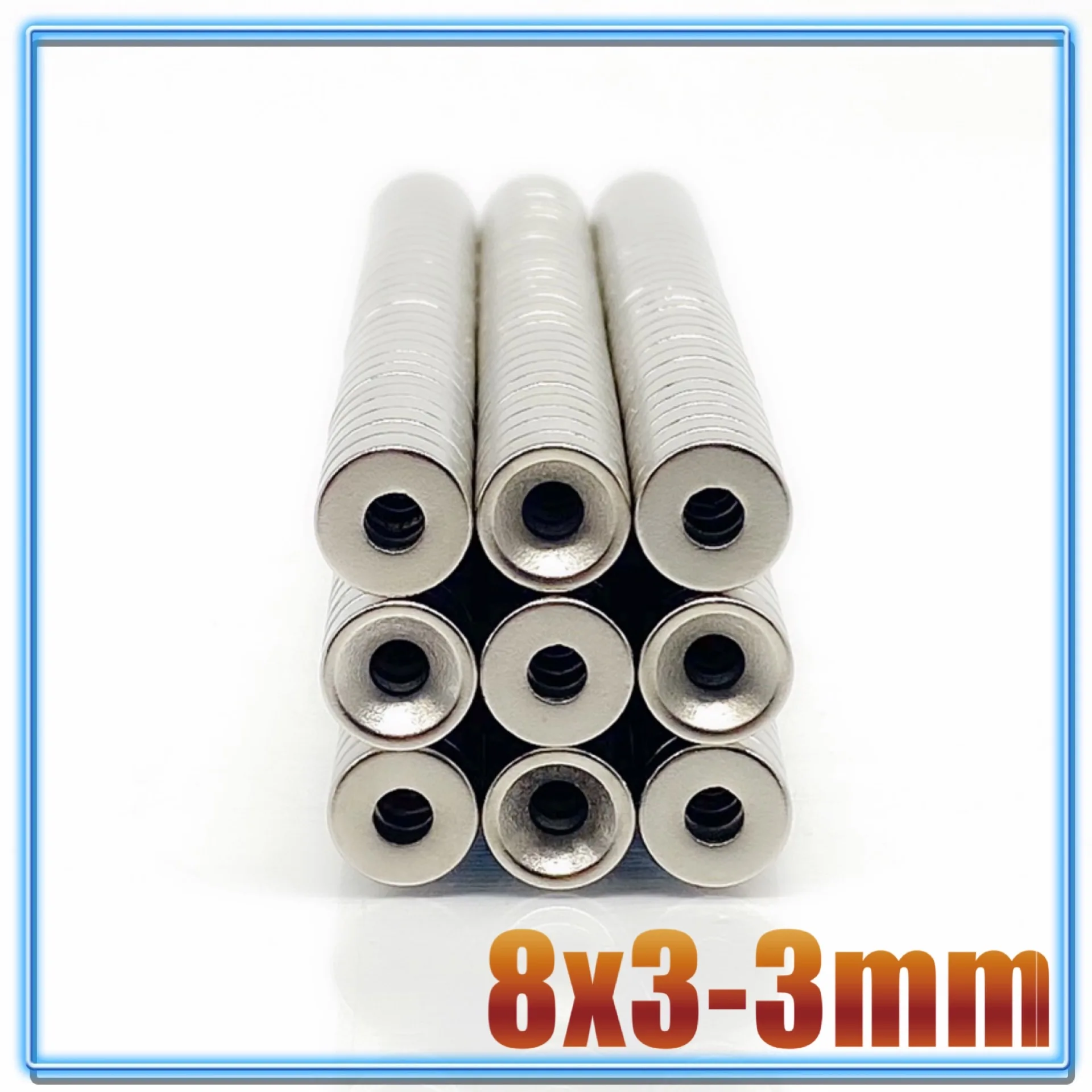 5-1000pcs 8*3 8x3mm Hole 3mm N35 Strong Ring Magnet D Countersunk Rare Earth Neodymium Magnets 8x3 hole 3 Permanent magnet 8x3-3