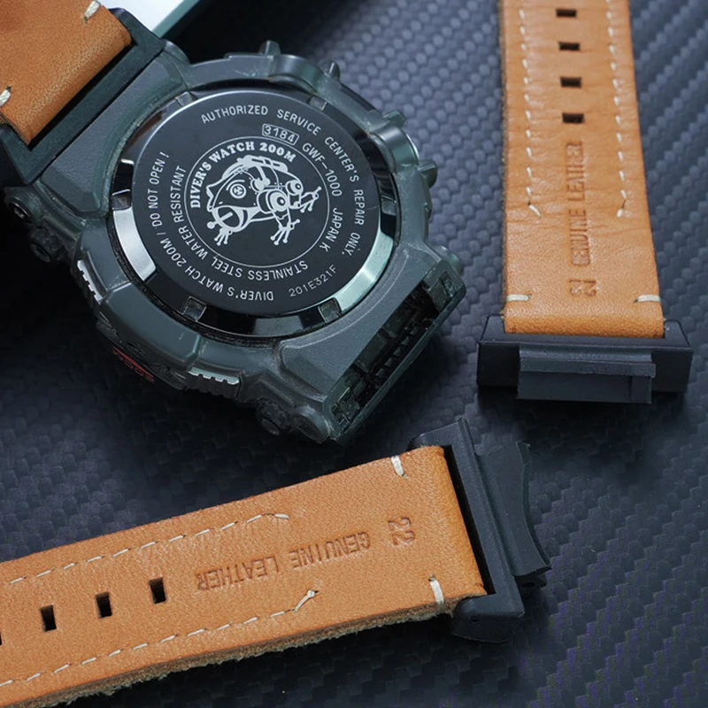 DIY Watch Strap for Casio 5th Generation Frogman GWF-1000 Nylon Canvas Casual Watch Strap with Real Leather Base Soft Bracelet f