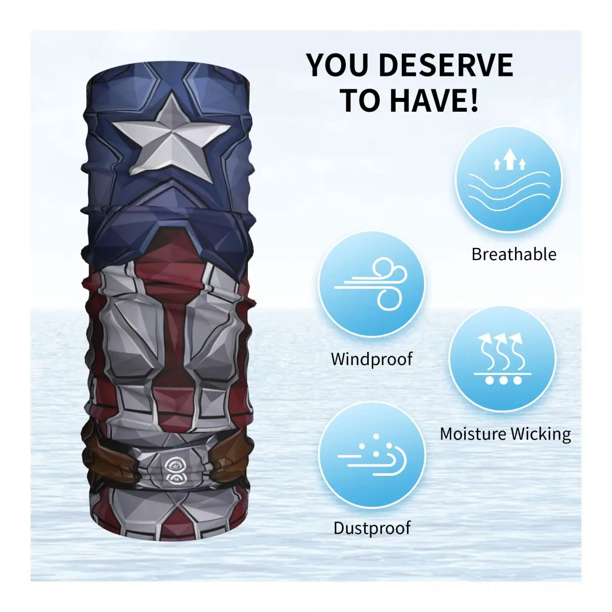 Custom Captain America Bandana Neck Gaiter UV Protection Face Scarf Cover Women Men Headwear Tube Balaclava