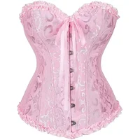 Women Corset Top Jacquard Overbust Bustier Victorian Sexy Lace up Floral Lingerie Korset Vintage Gothic Basques Costume