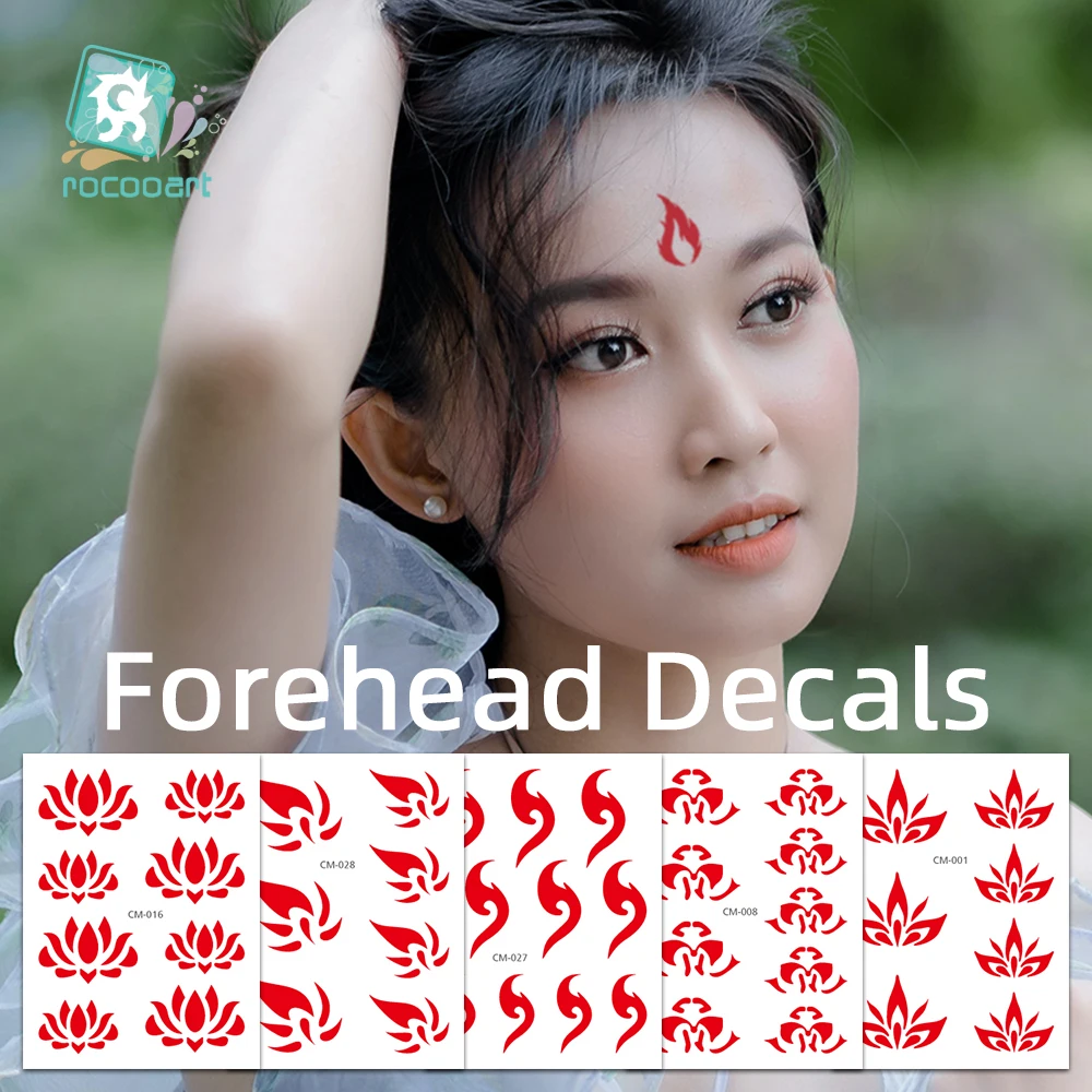 Rocooart Bindi Sticker Face Jewels Tattoo Forehead Temporary Tattoo Sticker Actress Make Up Tatuaje Festival Taty Party Tatouage