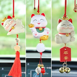 Lucky Cat Pendant Luxury Car Rearview Mirror Creative Ping An Lucky Cat Decorative Hanging Ladies Car Interior Accessories