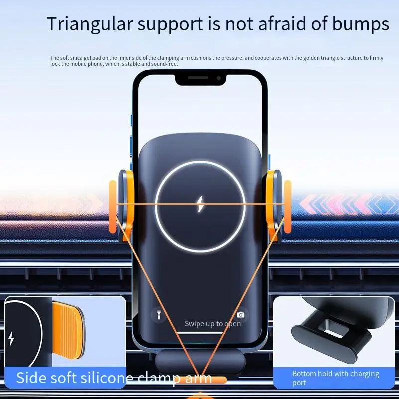 JK-685 15W 10W 7.5W 5W Solar Powered Wireless Charger Fast Wireless Charging Car Phone Holder for enabled Smart Phones