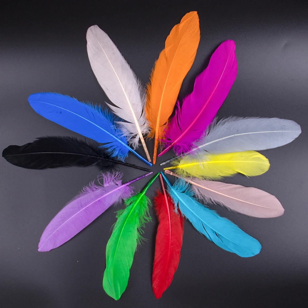 Goose Feathers Natural Dyed 50 100 200Pcs 15-20cm 6-8inch Plumes for Jewelry Making DIY Craft Wedding Party Decor Supplies
