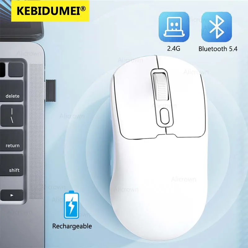 Wireless Bluetooth 5.4 Mouse For iPad Samsung Huawei MiPad Android Windows Tablet 1600DPI 2.4G Rechargeable Mouse For Laptop PC