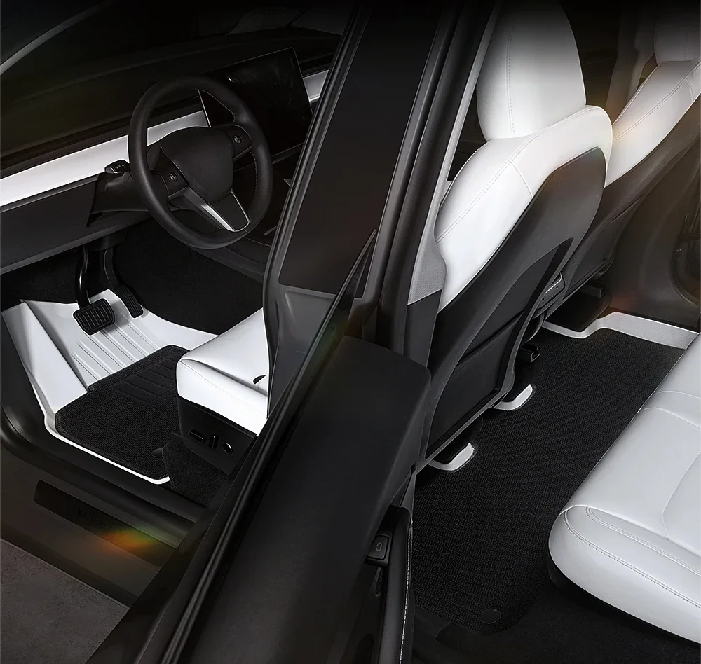 YZ TPE Weiße Fußmatten für Tesla Model Y 3 Highland Juniper Vollständig Umgebende Bodenmatten Kofferraummatte Wasserdicht Rutschfester Teppich – Detail 3