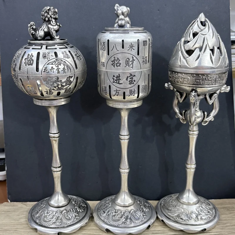 Incense Burner for Wealth and Treasure, Living Room Decoration, Home Supplies, Copperware, White Copper Boshan Incen
